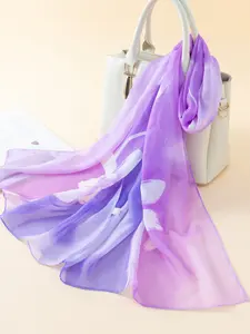 Women's Beach Scarf, Chiffon Silk Shawl, Geometric Print, Loose-Fit, Casual Style, All Seasons, Sun Protection, Fashionable Summer Accessory