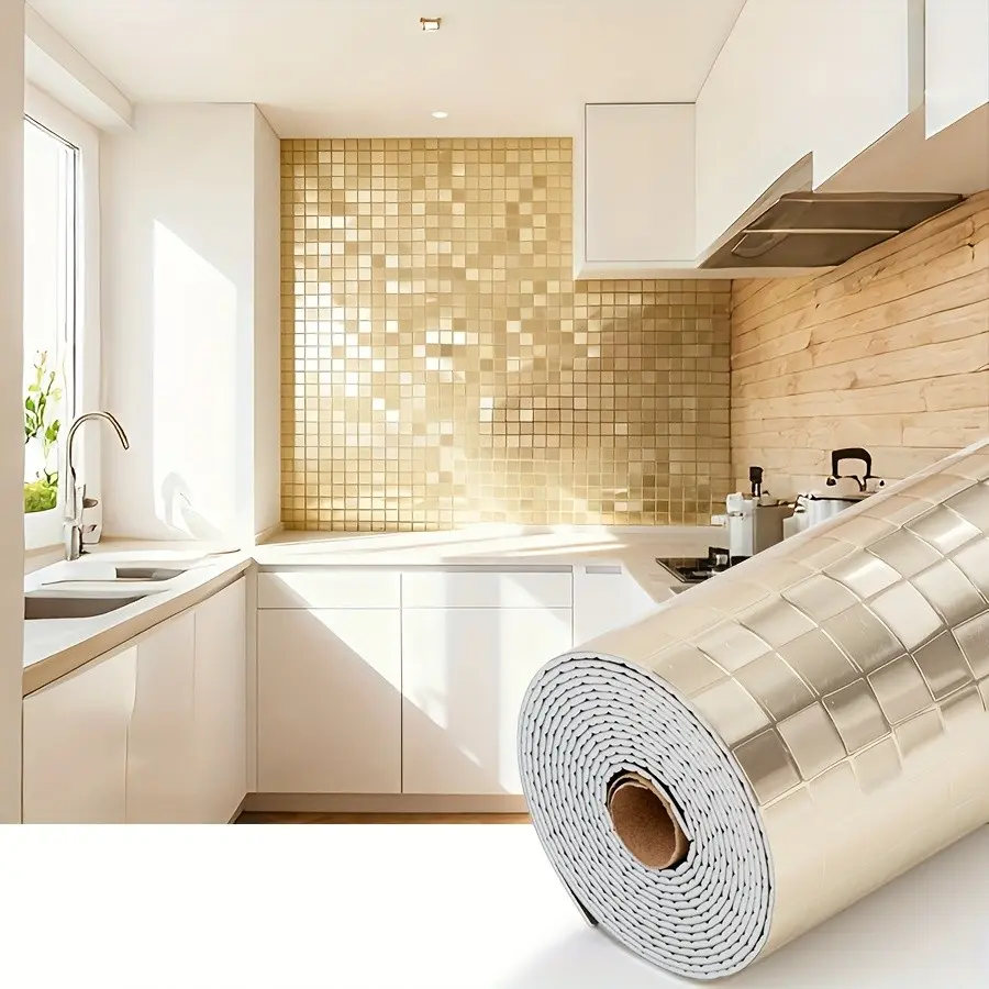3D Textured Mosaic Wall Stickers, Glossy Reflective Luxury Grid Panels, Vinyl Material, Waterproof, Durable, DIY Design, Home Decor, Kitchen Wallpaper, Interior Walls
