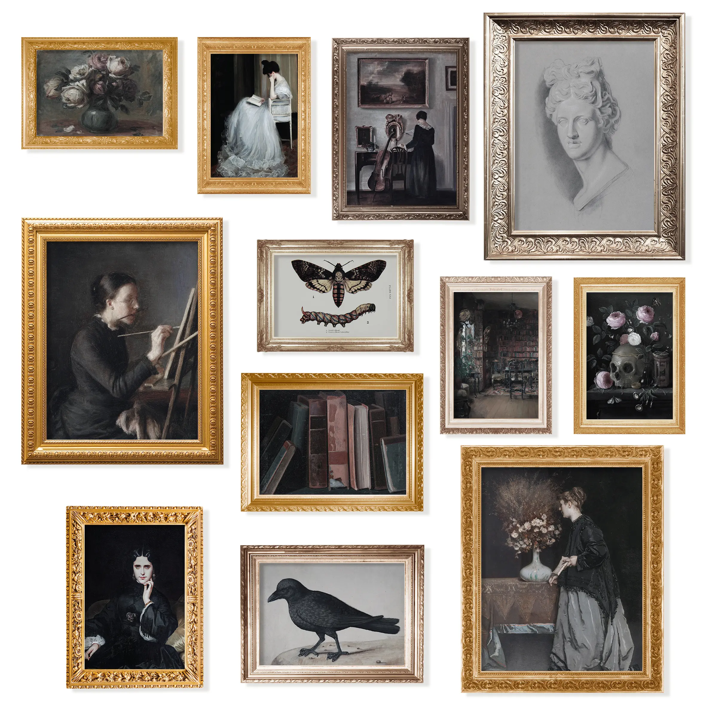 97 Dark Victorian Antique Lady Portrait Wall Art Prints - Gothic Dark Academia Vintage Home Decor Posters, Gothic Artwork for Home Bedroom Decor