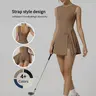 Women's Sleeveless Athletic Dress - Slim Fit, Waist Tie, Non-See-Through Nylon, Machine Washable Sports Skirt for Yoga, Gym, Tennis Attire, Casual Use