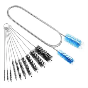 11Pcs Flexible Drain Brush Straw Cleaner Brush Set,Stainless Steel Double-Ended Hose Brush,Straw Cleaning Brush US