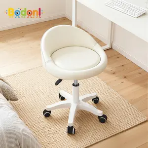 Bodonl Rolling Stool 360 Degree Rotating Salon Chair Ergonomic Swivel Seat Adjustable Height Ultra Quiet Wheels Padded Faux Leather Cushion for Salon Office Massage Use