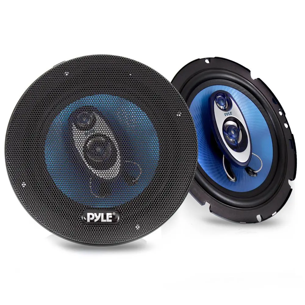 Pyle 6.5" Car Stereo Speakers | 360W 3-Way Triaxial Car Audio Speakers with Blue Poly Injection Cone, Butyl Rubber Surround & Full Range Sound - Wires, Grills & Mounting Kit Included - Easy Install Car Speaker System