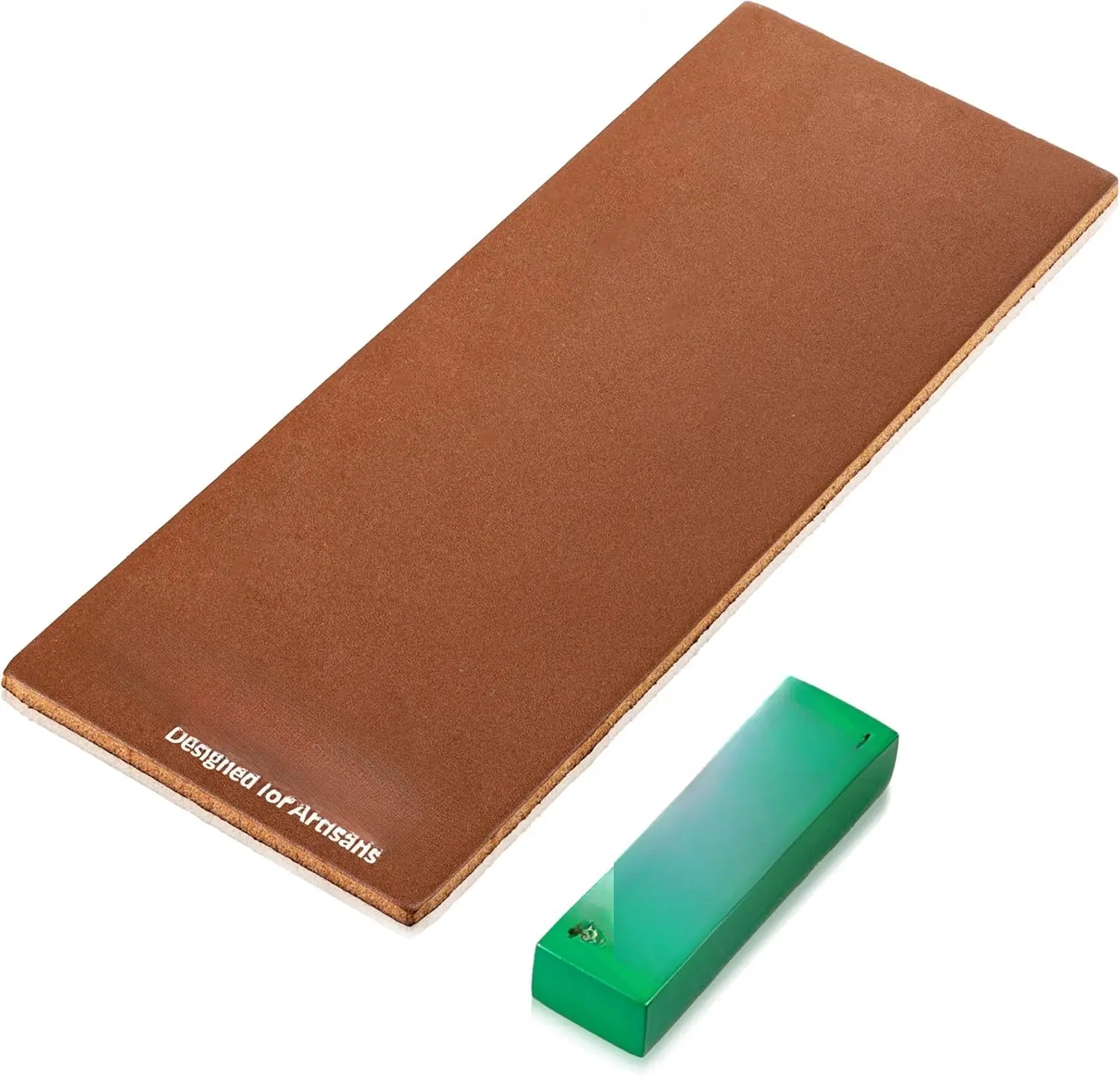 Brown Leather Strop with Compound - Get Razor- Edges with Stropping Kit, Green Honing Compound & Vegetable Tanned Two Sided  Sharpener Step-by-Step Guide Included
