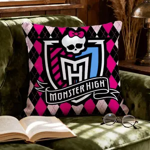 Doll Series Monster High Cushion Cover Ultra-Soft Reversible Plush Pillow Cover | Double-sided fluffy comfort for car, sofa, bedroom | Skin-friendly fabric | Easy clean & maintain | Stylish home decor | Perfect gift for family & friends