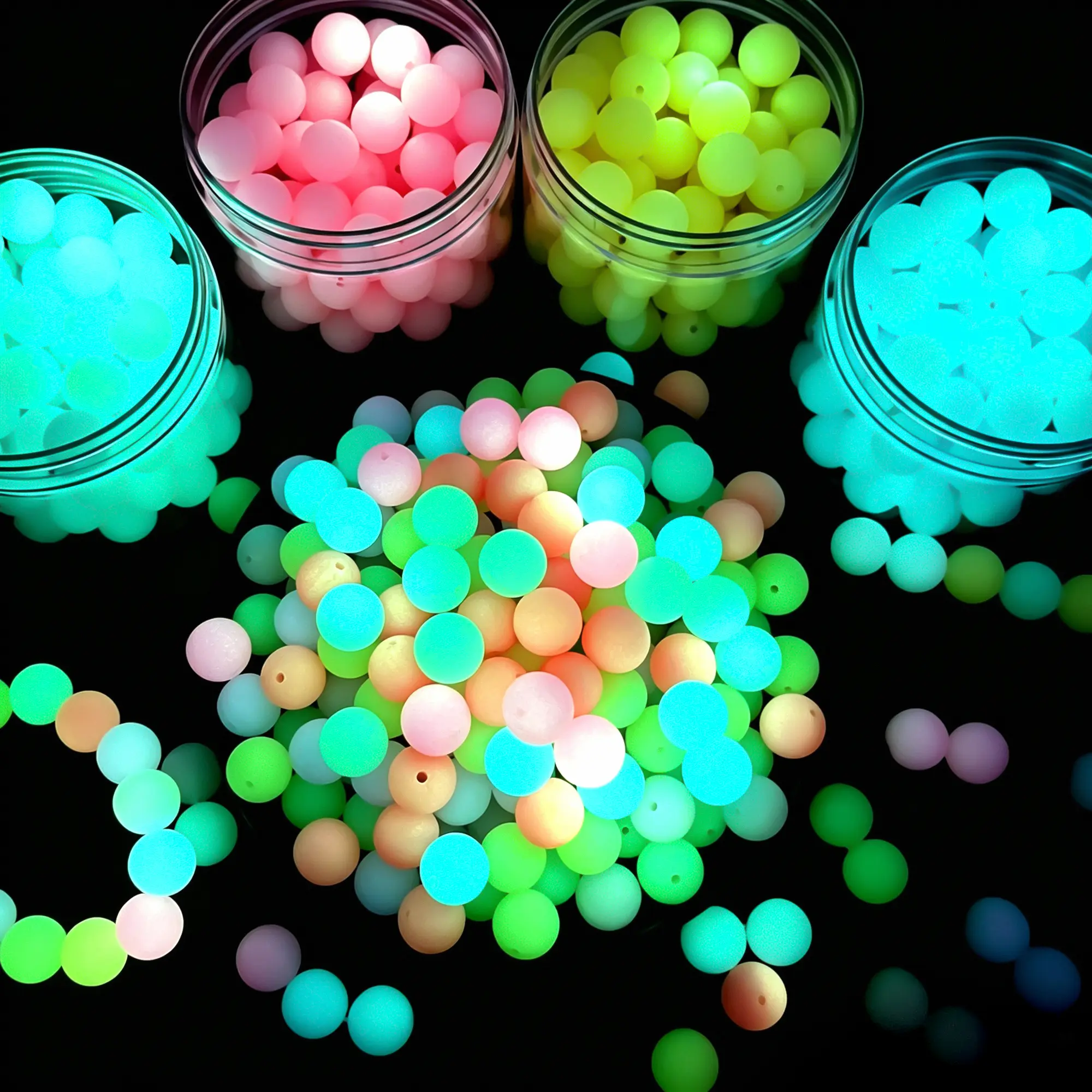 80pcs Glow-In-The-Dark Candy Colors Silicone Bead Sets, DIY Bracelet Making Supplies for Jewelry Craft Projects