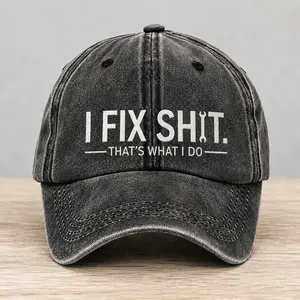 Men's Washed Cotton Dad Hat, Funny 'I Fix Shit' Baseball Cap for Mechanics & Handymen, Adjustable Fit - Father's Day Gift for Dad, Father's Day Gift Ideas, Mens Hats