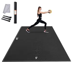 summervibes Non-Slip High-Density Premium Exercise Yoga Mat, 8x5ft, with Carry Bag and Strap, for Home Yoga, Pilates Floor Workouts (For Men, Women), 8X5 Feet