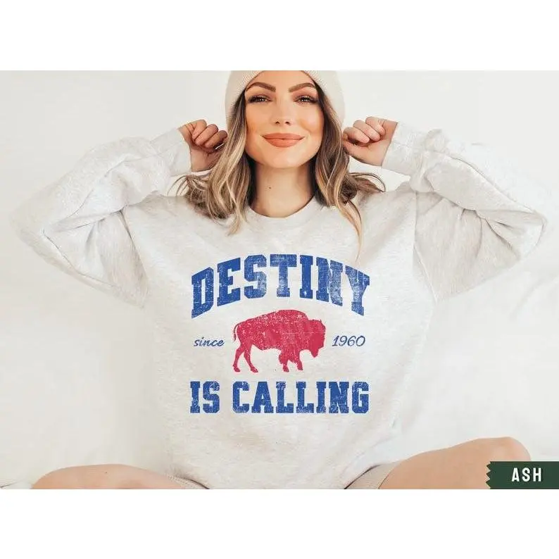 [Sale off up to 50%] Buffalo Football Crewneck Sweatshirt, Playoff Game Destiny Shirt, BUF 716 Apparel, Buffalo Clothing, Womens Mens Buffalo Merch