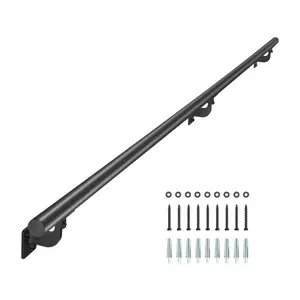 summervibes Wall Mounted Stair Handrail, 6ft Aluminum Pipe Staircase Railing, 1.26in Black Galvanized Pipe, Indoor/Outdoor Industrial Security Baluster for Steps
