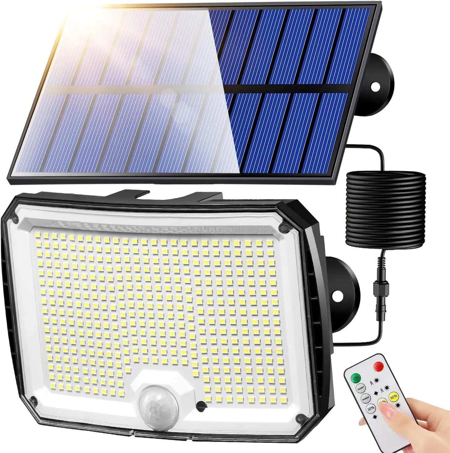 Solar Light for Outdoor, 234 LED Solar Light Outdoor with Motion Sensor, IP65 Waterproof, Solar Wall Light for Garden with 16.5 ft Cable, 1/2 Pack