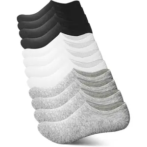 Invisible socks women's men's ankle socks low-cut invisible lining anti-slip leisure sports boat socks 9 pairs.