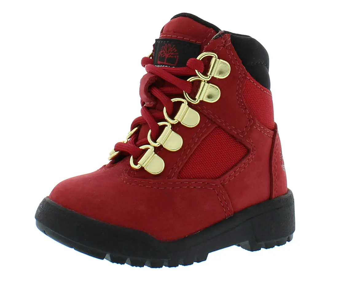 Timberland Unisex Infant & Toddler 6-in Lace-Up Leather Field Booties - Ankle-Height, Padded Collar, 2-3 Years Toddler Size Unisex Shoes