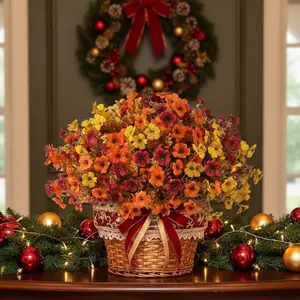 8 Pack Outdoor Artificial Flowers UV Resistant Daisy and Silk Mums with Realistic Eucalyptus Weatherproof No Fade Faux Plants for Garden Pots Hanging Baskets Front Porch Patio Yard Window Boxes Fall Porch Decor Thanksgiving room plastic house farm peony