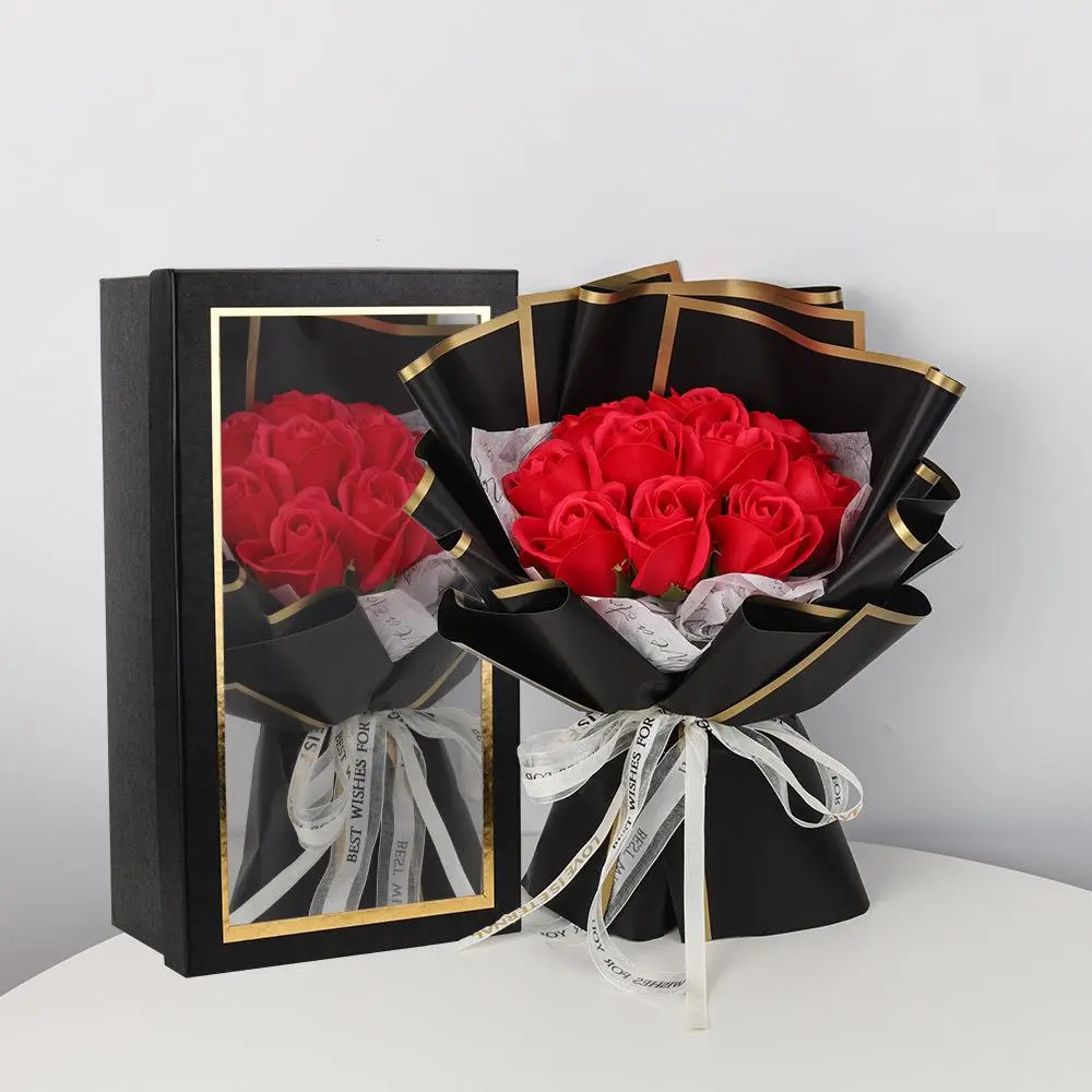 Artificial Rose Bouquet Gift Box, Romantic Rose Flower Bouquet, Decorative Artificial Flowers, Gift for Her, Girlfriend Wife Anniversary Birthday Present, Valentine's Day Home Decor