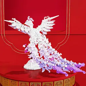 1078 Grain Phoenix Model Ornament, Living Room Desktop Decoration, Building Blocks, Birthday Gifts, Home Decor, Stem Building Blocks, Creative Building Blocks