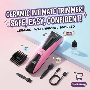 LQT Electric Body Hair Trimmer - Anti Nick, IPX7 Waterproof Cordless LED Display Grooming Clean-Up Tool, Battery Operated Rechargeable Bikini Line Groomer for Sensitive Skin (Hair Trimmers & Clippers), Anti Nick Waterproof Hair Trimmers & Clippers, Batter