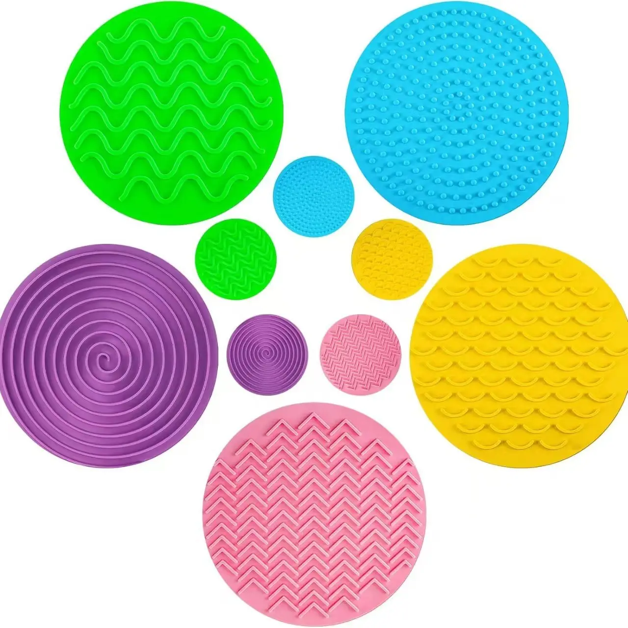 10 Piece Sensory Mats Set (candy Colors), Textured Touch Toys, Stimulation Calming Games, Early Learning, Autism Children, Adhd, Activity Mat, Nursery Development Mat, Play Mat