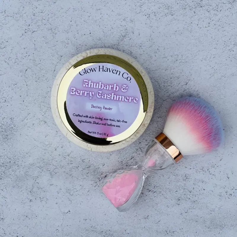 Glow Haven Co. Rhubarb & Berry Cashmere Dusting Powder - Talc Free, Skin Loving, Non Toxic Ingredients, 3 oz Jar