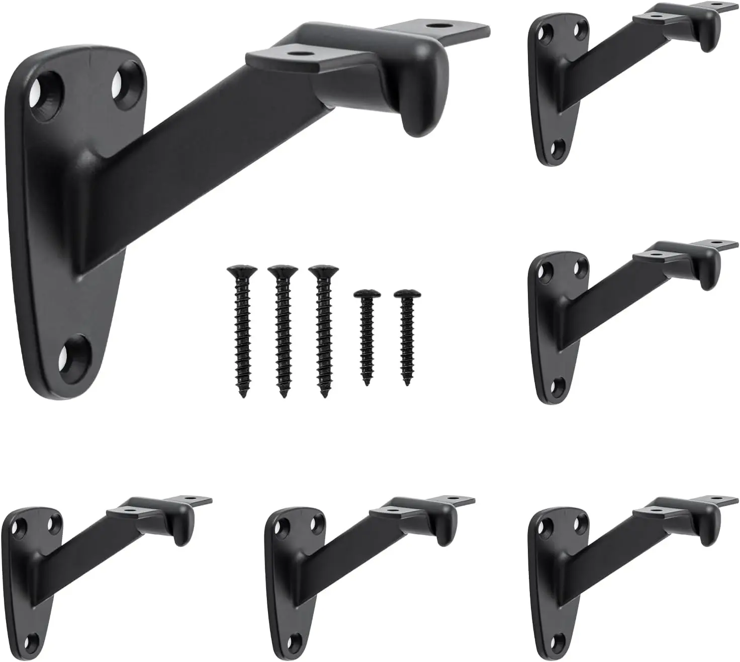 Handrail Stair Brackets, 6 Pack Heavy Duty Hand Rail Bracket for Stairways Handrail, Staircase Bracket, Matte Black