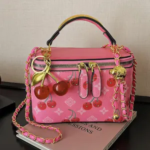 Women's Trendy Cherry Print Casual Lightweight Bag - Cute Shoulder Box Bag, Versatile Daily Accessory, All-Season Purse, Mother's Day Gift, Cute Shoulder Bags
