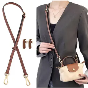Trending in 2026: KIYOMIL leather bag strap & bag hanger replacement — crossbody/shoulder straps for Longchamp MINI handbag; bag accessories; adjustable crisscross strap; no-damage conversion kit accessories with gold buckles and hardware
