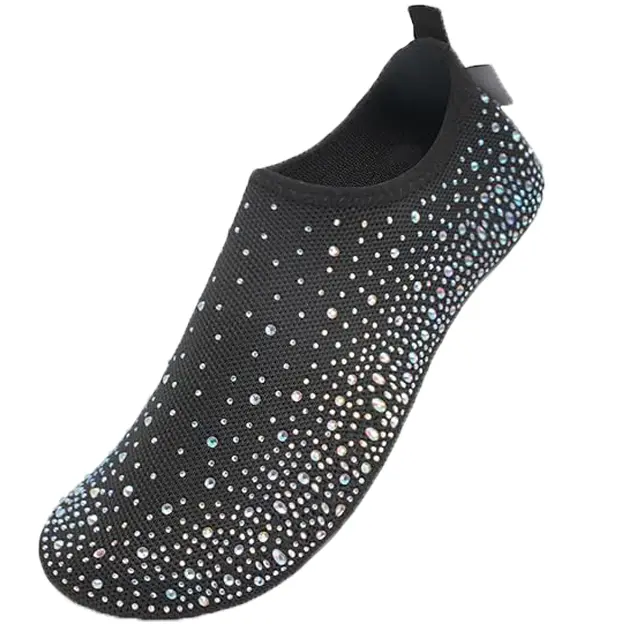 Women's Barefoot Water Shoes with Geometric Pattern, Quick-Drying Slip-on Knitted Mesh Aqua Socks, Packable for Travel, Beach & Surf, Watershoes, Non Slip Watershoes
