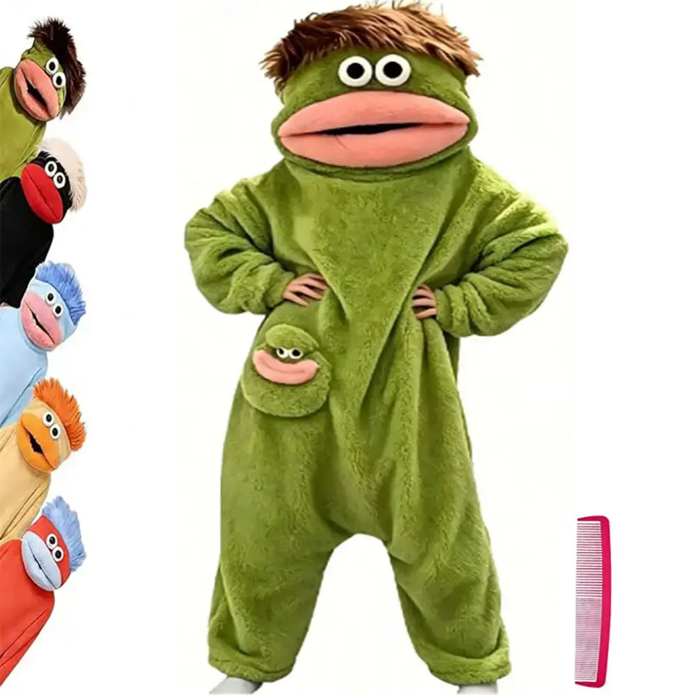Cute Big Mouth Monster Onesie Pajamas for Adults Men Women, Unisex Plush Fleece Hooded One Piece Costume, Funny Animal Loungewear Sleepwear for Halloween Cosplay Party homeessentials