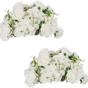Hot-selling cross-border new wedding Roman column road guide simulation silk flower ball Artificial Roses wedding car auditorium decoration wedding props batch white simple Decorative Plastic Faux Flowers