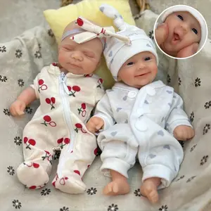 Otarddolls 1PC 8 Inch Mini Full Silicone Reborn Boy And Girl Doll With Painted Bald Lifelike Skin Details Soft Handmade Newborn Babe Doll Toys Birthday Gift For Children
