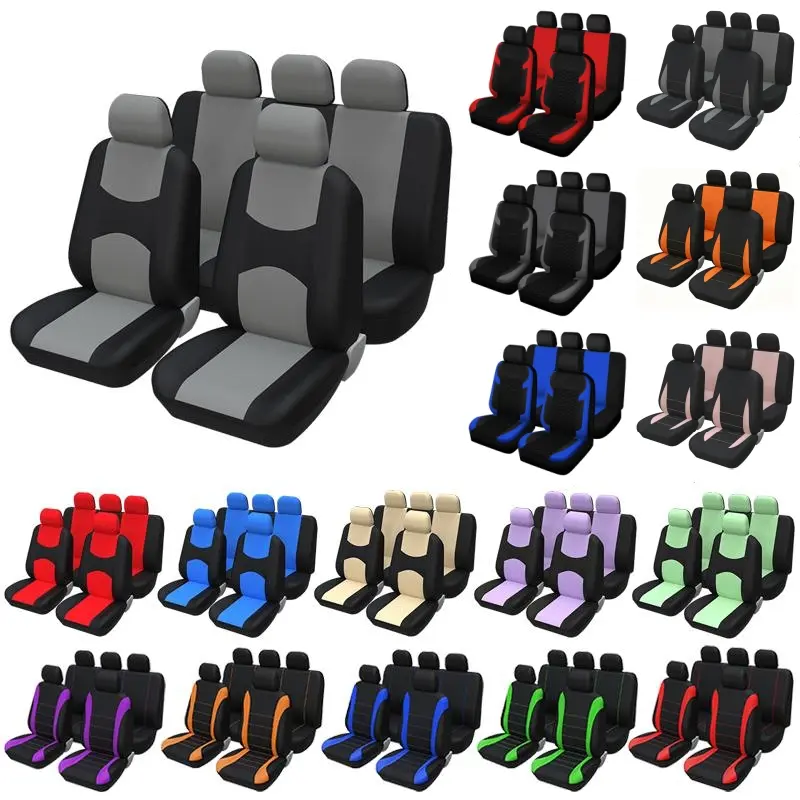 AUTOYOUTH Universal Car Seat Covers for 5 Seats Full Set, Breathable Stylish Polyester Fabric Car Front & Rear Seat Covers Seat Protectors, Fits Most Cars SUVs Trucks Vans, Airbag Compatible, Multiple Color Options, Car Interior Accessories