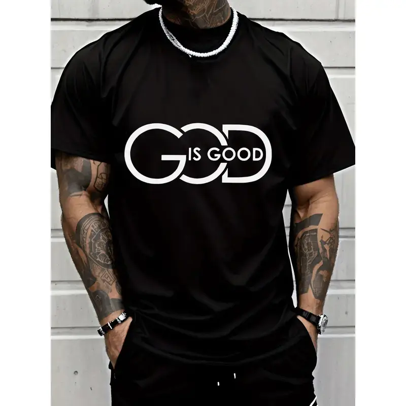 God is Good T-Shirt, Casual Christian Graphic Tee in Smooth Cotton, Seamless Short Sleeve Streetwear for Men & Women