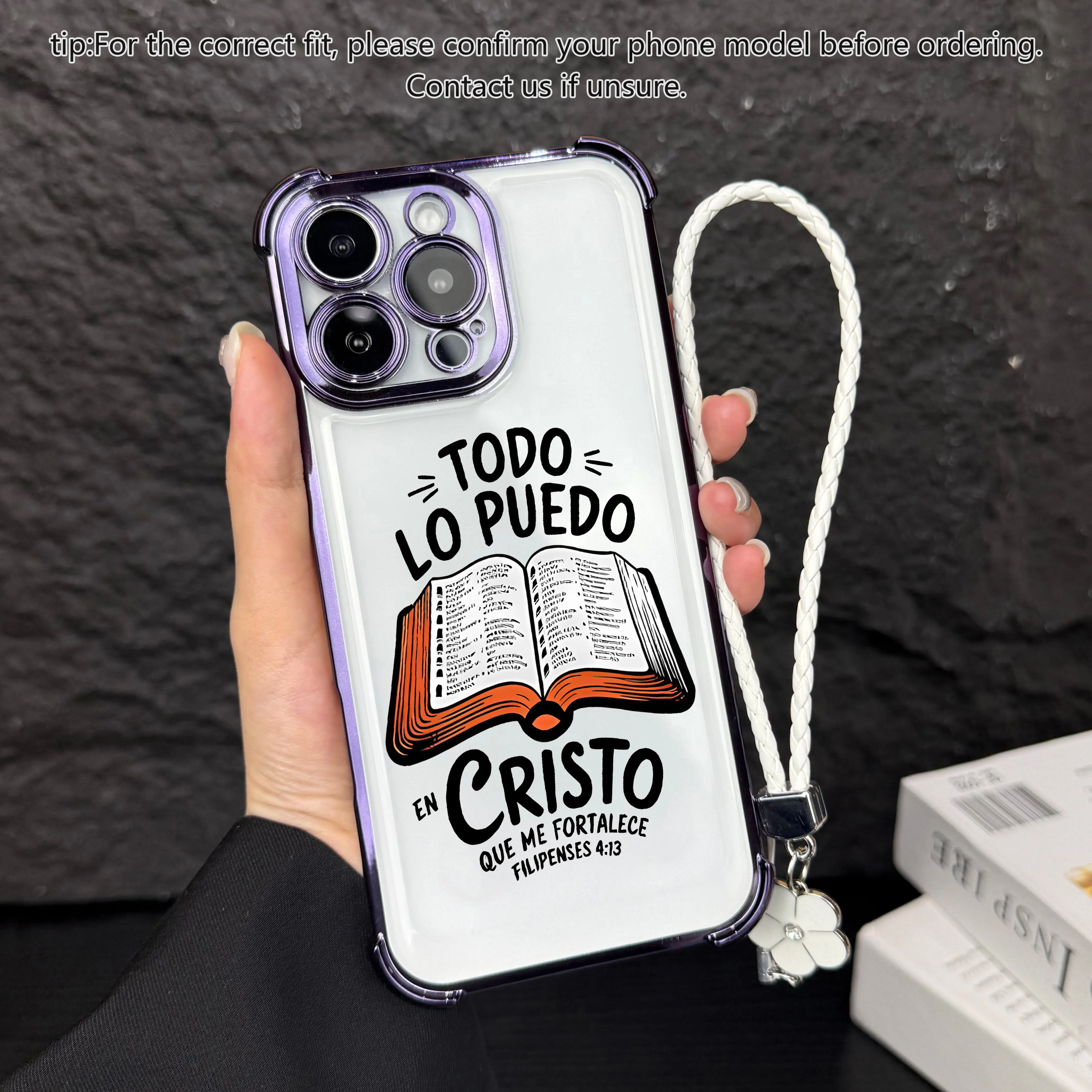 Purple+Four-leaf clover lanyard