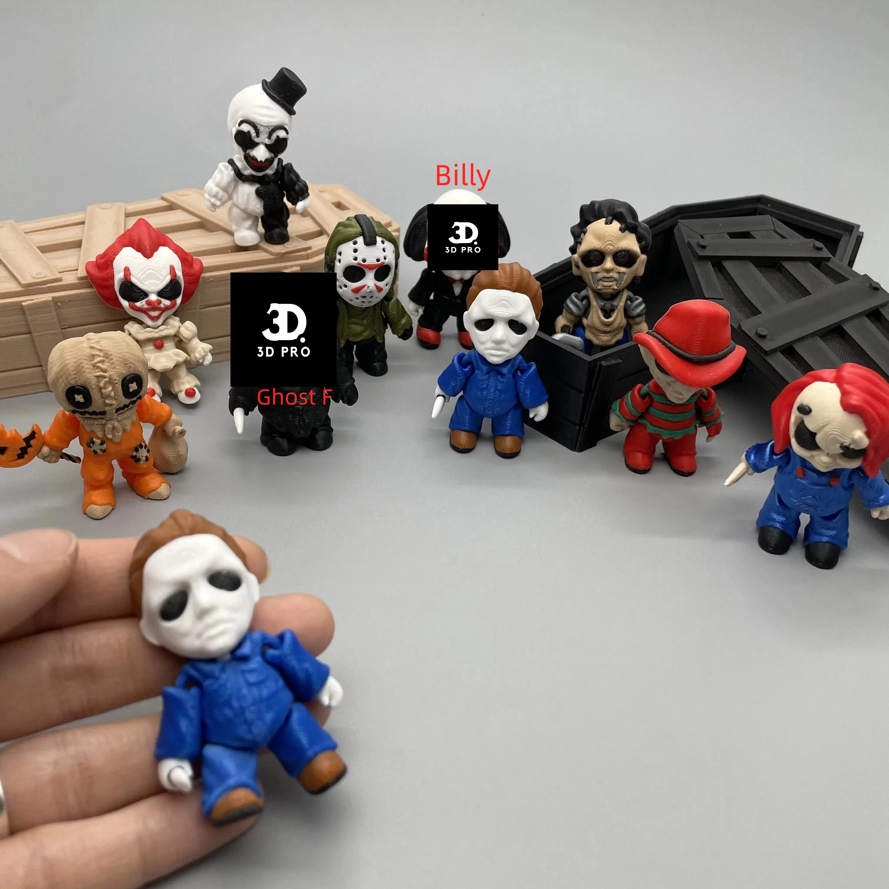 Mini Halloween Horror Figures- 3D Printed Halloween Desk Toys, Horror Decor Collectiblest
