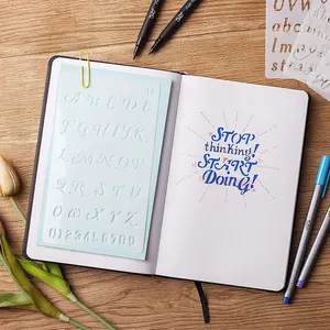 12 Pack Reusable Letter Stencils 4 x 7 Inch Plastic Alphabet Letter Number Drawing Painting Stencils