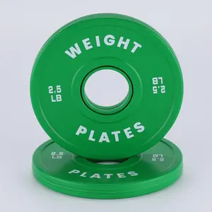 2.5LB 2PCS Change Plate, Fractional Weight Plates Set, Micro Incremental Rubber-Coated 2" Bumper Plates for Olympic Barbells, Strength Training, Green