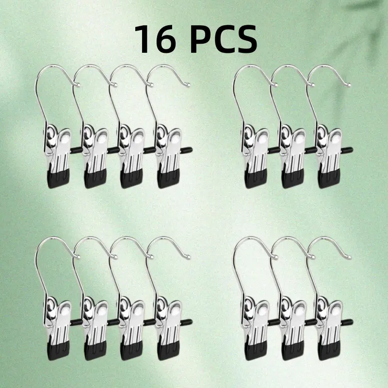 16 Pack Hanger Clips, Multi Function Clip Hooks, Laundry Hanging Hooks Clips, Clothes Clips, Closet Hangers, Boot Clips, Sock Clips, Hat Clips, Glove Clips, Trouser Clips, Towel Pins