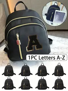 Fashion Backpack, Small Gift Exchange, Embroidered Letters A-Z, Multi-Functional Design, Large Capacity, Girls' School Bag, Travel Essentials, Multifunctional Backpack, Stylish Daypack, Backpacks Women