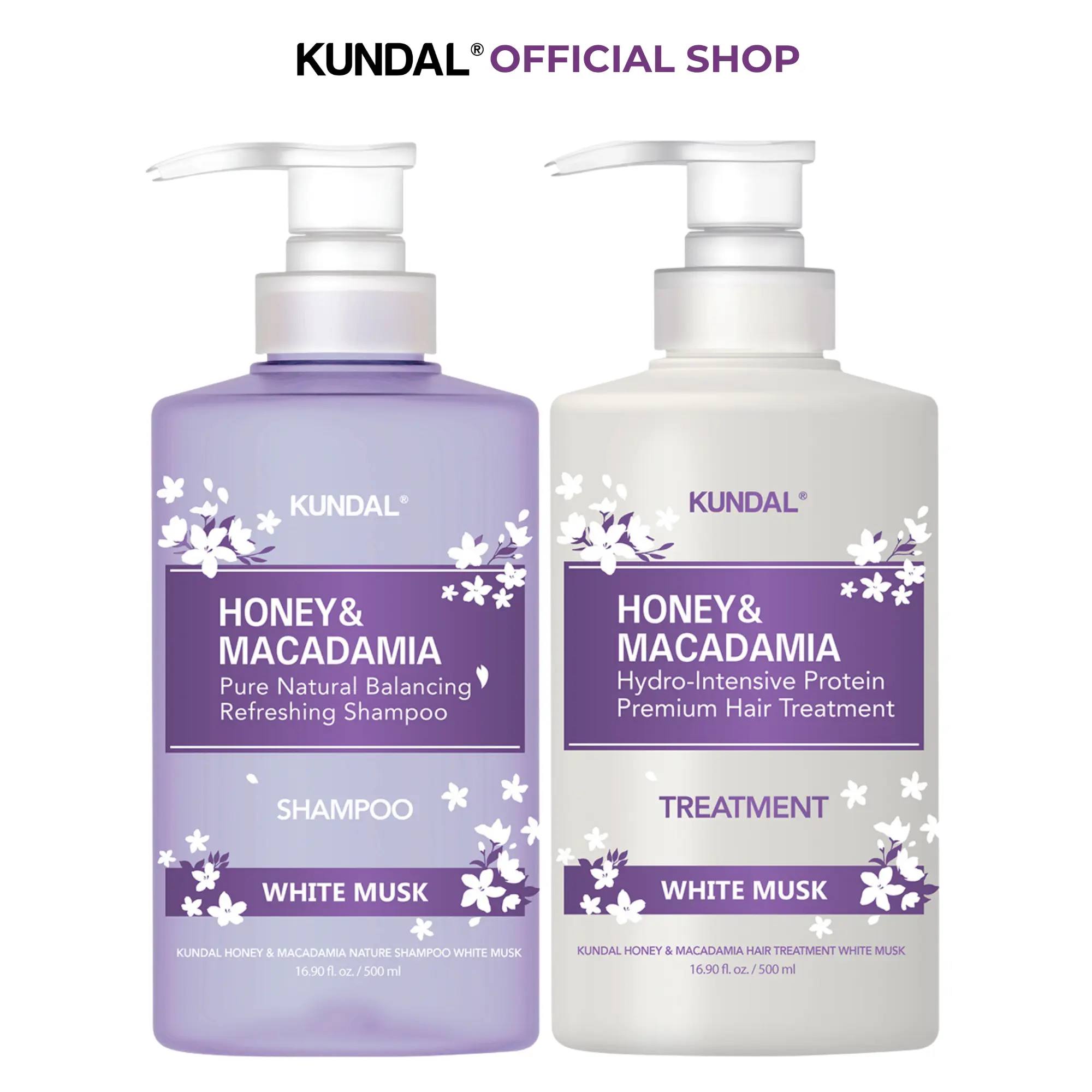 [KUNDAL] Shampoo & Treatment Set White Musk Edition 16.9 fl.oz each