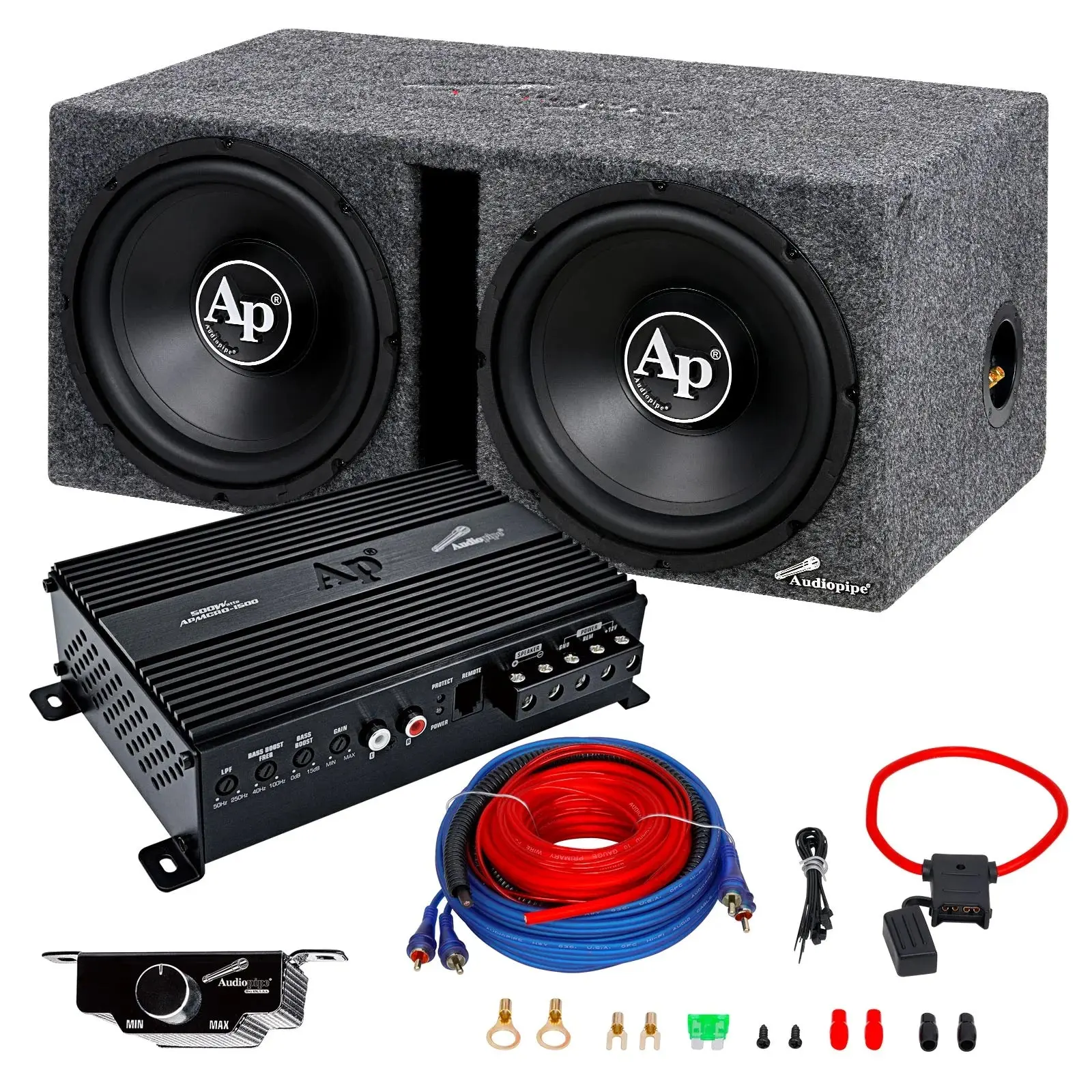 Audiopipe APSB-1250CLV (2) 12" Bass Package w/ Amp & Kit