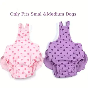 2 Pieces Washable Female Diapers With Suspender |   Comfort Reusable Dog Diapers, Reusable Puppy Sanitary Panties For Small Girl Dogs In Period Heat