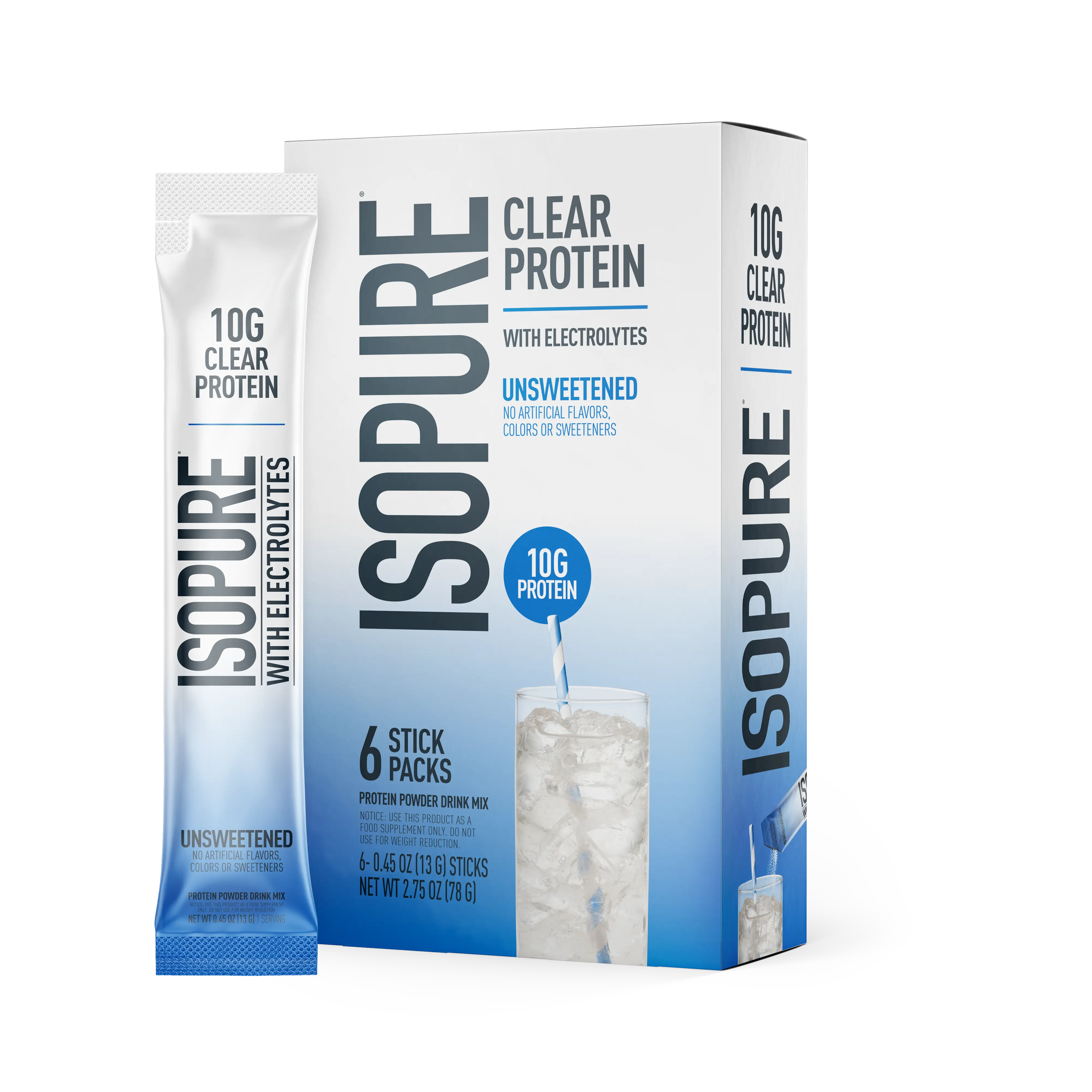 ISOPURE PROTEIN WATER STICKPACKS UNFLAVORED, 6 COUNT