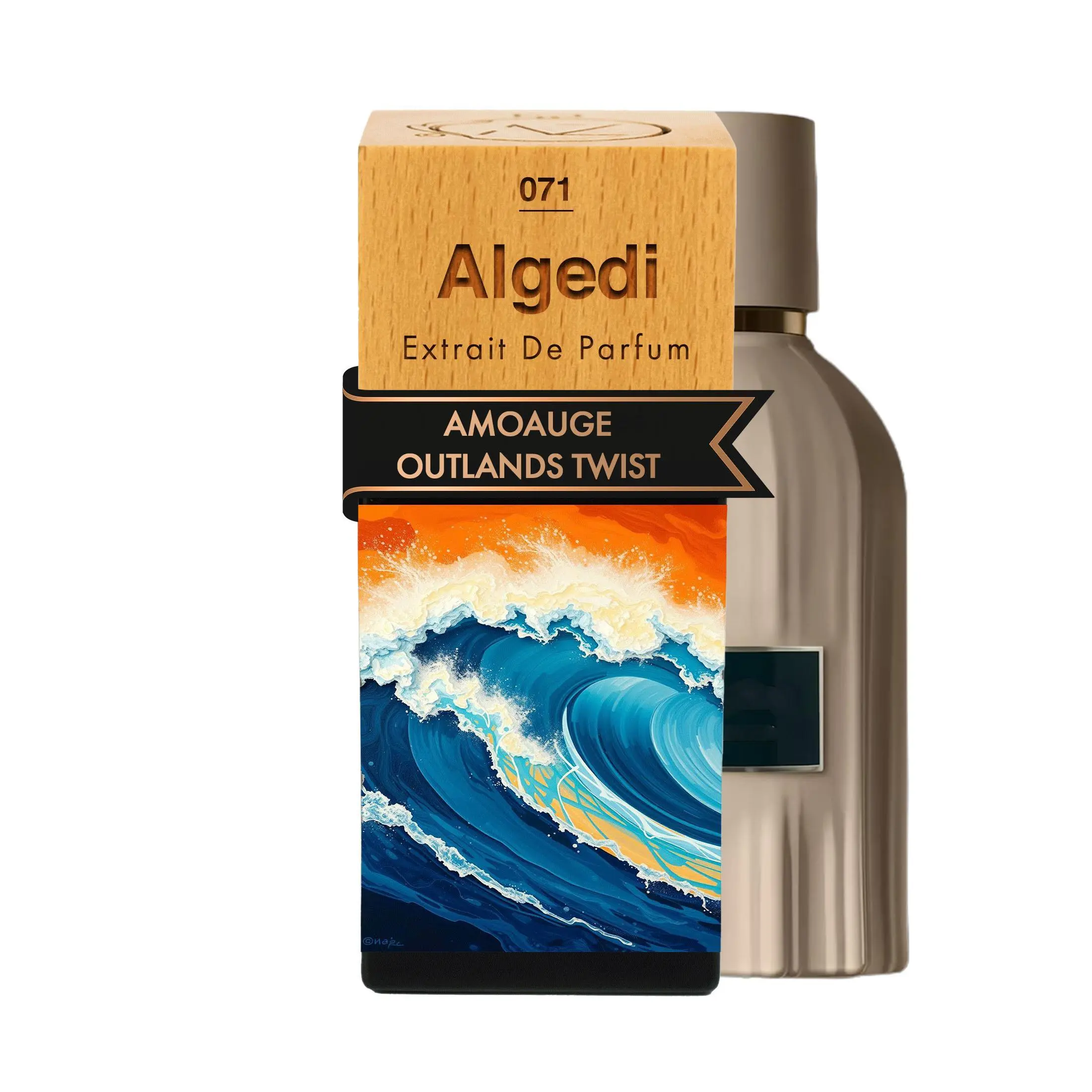 Algedi N°71  | Unisex | Az | Extrait De Parfum | Cardamom, Blood Orange, Ginger, Elemi, Bourbon Vanilla, Benzoin, Smoky notes, Myrrh, Incense, Cacao, Guaiac Wood, Patchouli, Vetiver, Papyrus, Oakmoss. Aromatic Fruity Fragrance Aromatic Woody