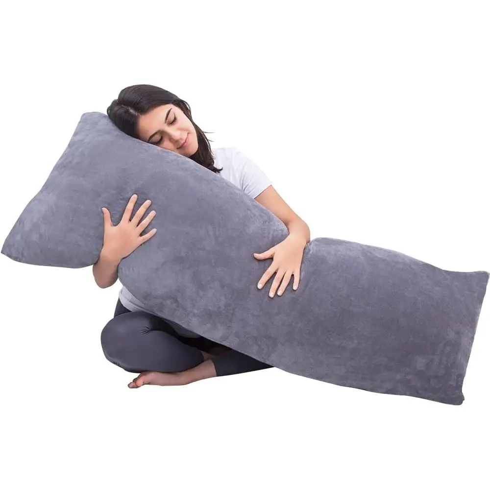 Pillow, Memory   Pillows for Adults Sleeping, Long Pillow for Bed, Big Large Firm Full  Pillow for Side Sleeper with  Cover, 54x20 Inches, Light Grey