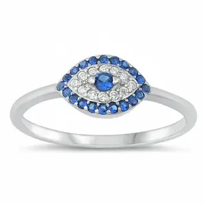 Sterling Silver Evil Eye Ring - Elegant Design with Unique Eye Motif