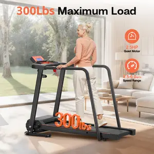 【Mother's Day Gift】LIVIVOX Foldable Walking Treadmill - 2.5HP Quiet Motor, 300lbs Capacity, Extra Long Handrails, Shock Absorption, Large Anti-Slip Belt, Treadmills for Apartments - Safe for Seniors, Home Use