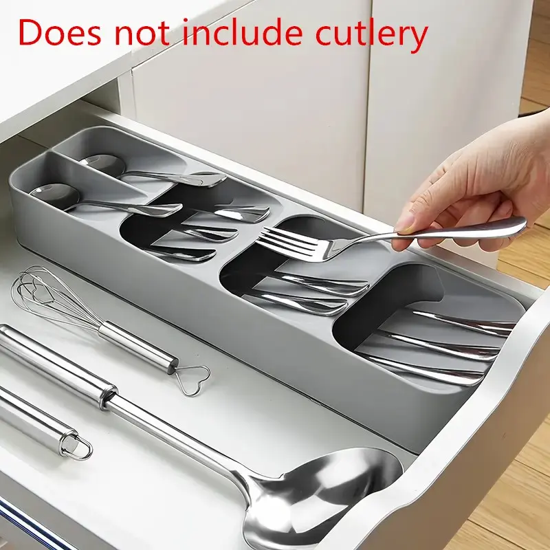 Kitchen Drawer Utensil Organizer, 1 Count Durable Plastic Organizers Multifunctional Cutlery Storage Box, Kitchen Utensil Storage Box, Kitchen Accessories, Cutlery Organizer Tray