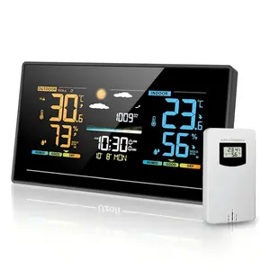 EM3405  Weather Station Indoor Outdoor Thermometer with Remote Sensor, Color Display  Weather Station with Weather Forecast, Atmospheric  , Weather Alert
