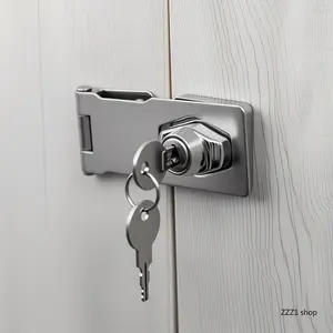 Set of Furniture Safety Locks with 2 Keys and 8 Screws | Includes Screwdriver, Easy to Install, Anti-Theft Hang Lock for Cabinets, Mailboxes, Drawers, and Doors | Modern Durable Metal Lock