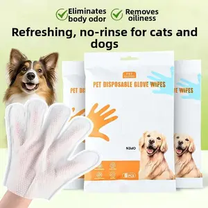 Pet Bathing Gloves No-Wash Hand-Free, Cat Dog Wet Wipes Cleaning Dry Wash Deodorizer, Pet Grooming Supplies